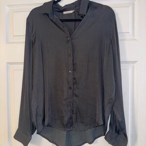 Black Satin Button Up
